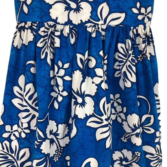 Aloha Republic Girls Sundress Sz 4T Hibiscus Blue White Cotton Hawaii - Picture 6 of 7